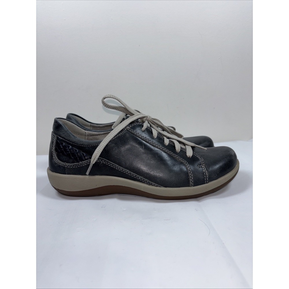 Aetrex Women's 38/7.5-8 Dana Lace‎ Up Oxford Navy Blue Leather Comfort Casual